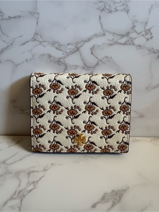 Handbags - Tory Burch Floral Snap Cardholder With Gold “T” Logo and ID Window